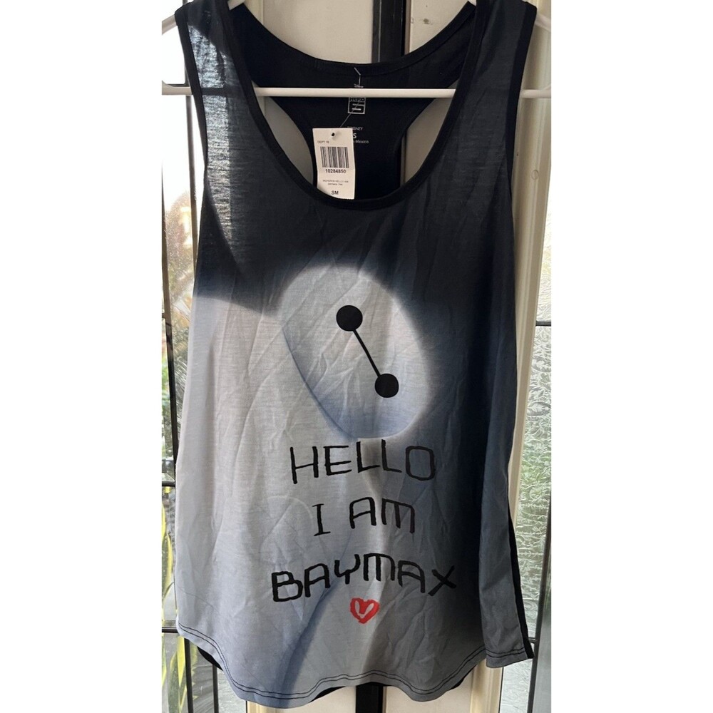 Hot Topic Disney Big Hero Baymax Women's T-shirt Sleeveless Small Black Blue NWT